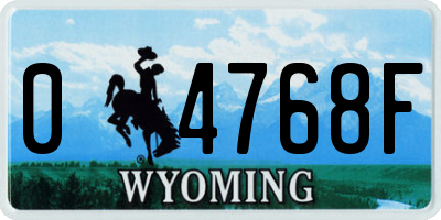 WY license plate 04768F