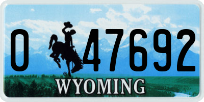 WY license plate 047692