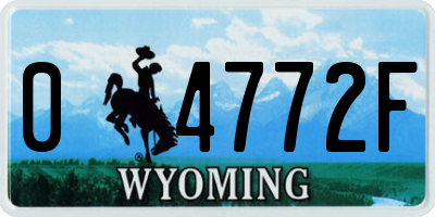WY license plate 04772F