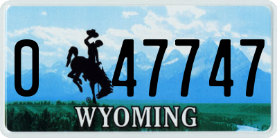WY license plate 047747