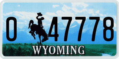 WY license plate 047778
