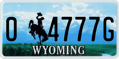 WY license plate 04777G