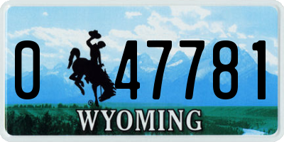 WY license plate 047781