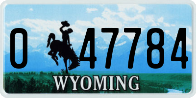 WY license plate 047784