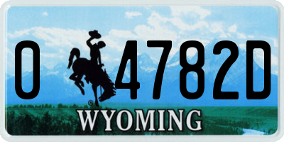 WY license plate 04782D