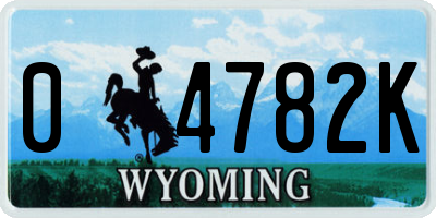 WY license plate 04782K