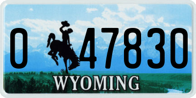 WY license plate 047830