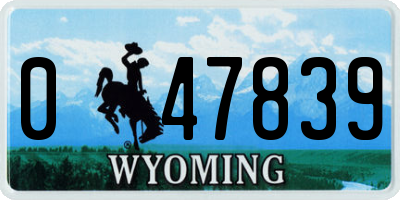 WY license plate 047839