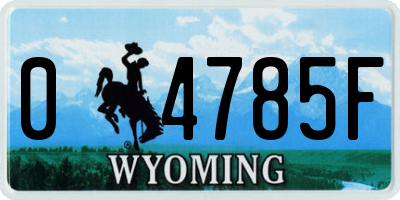 WY license plate 04785F