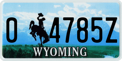 WY license plate 04785Z