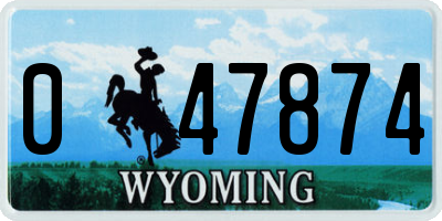 WY license plate 047874