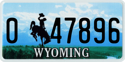 WY license plate 047896