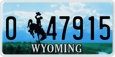 WY license plate 047915