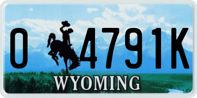WY license plate 04791K