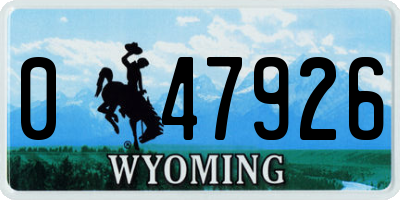 WY license plate 047926