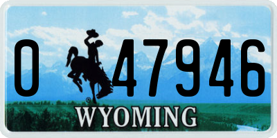 WY license plate 047946