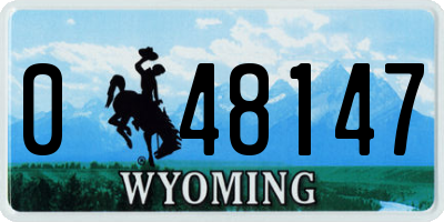 WY license plate 048147
