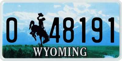 WY license plate 048191