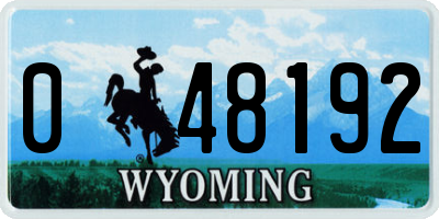 WY license plate 048192