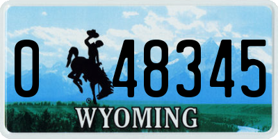 WY license plate 048345