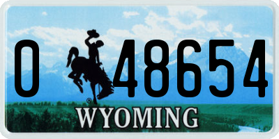 WY license plate 048654