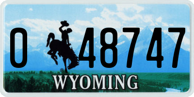 WY license plate 048747