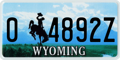 WY license plate 04892Z