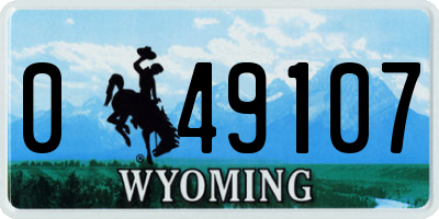 WY license plate 049107