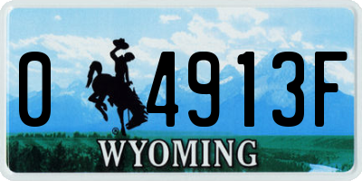 WY license plate 04913F