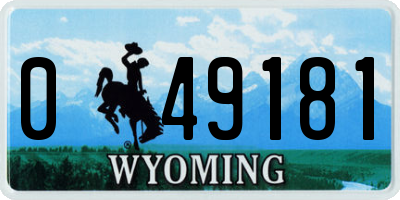 WY license plate 049181