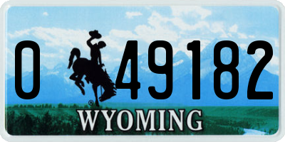 WY license plate 049182