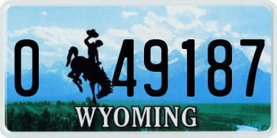 WY license plate 049187