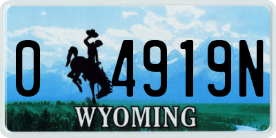 WY license plate 04919N