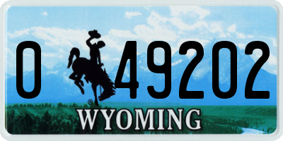 WY license plate 049202