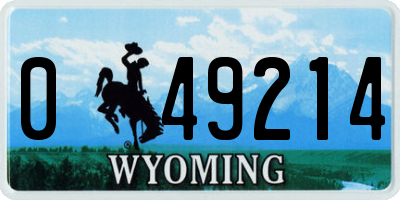 WY license plate 049214