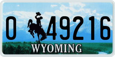 WY license plate 049216