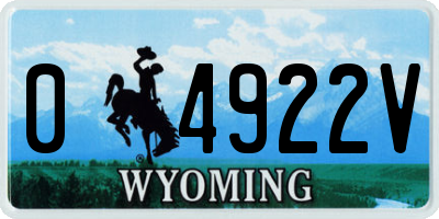 WY license plate 04922V