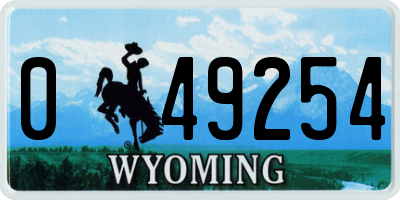 WY license plate 049254