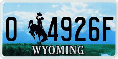 WY license plate 04926F