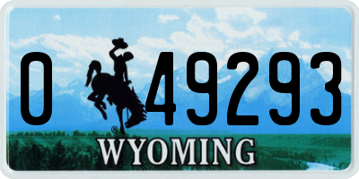 WY license plate 049293
