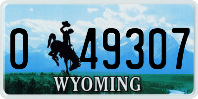 WY license plate 049307