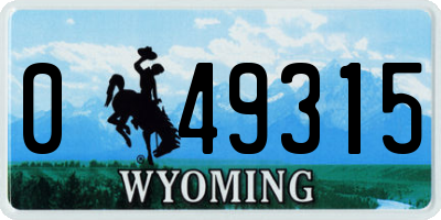 WY license plate 049315