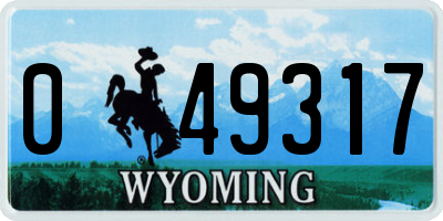 WY license plate 049317