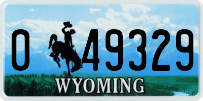 WY license plate 049329