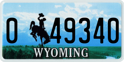 WY license plate 049340
