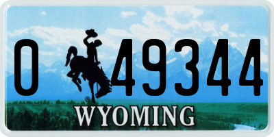 WY license plate 049344