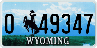 WY license plate 049347