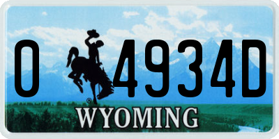 WY license plate 04934D