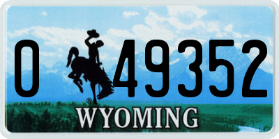 WY license plate 049352