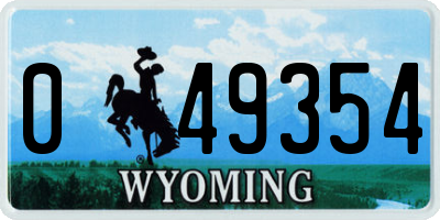 WY license plate 049354